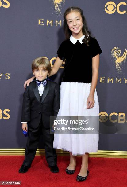 Actors Jeremy Maguire and Aubrey Anderson-Emmons attend the 69th Annual Primetime Emmy Awards at Microsoft Theater on September 17, 2017 in Los...