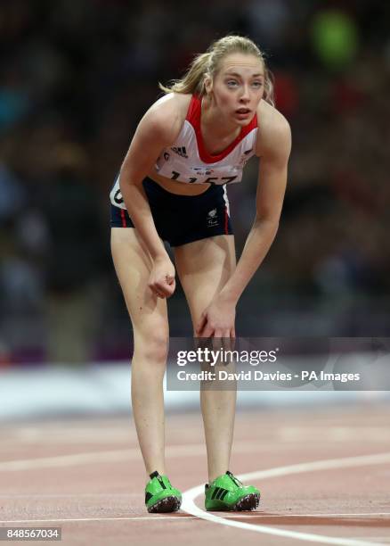 Great Britain's Jenny McLoughlin after the Men's 200m - T35 heat at the Olympic Stadium, London.