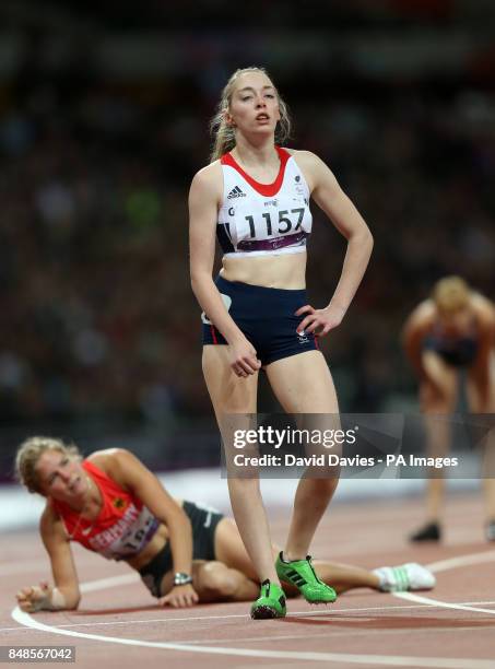 Great Britain's Jenny McLoughlin after the Women's 200m - T37 Final at the Olympic Stadium, London.
