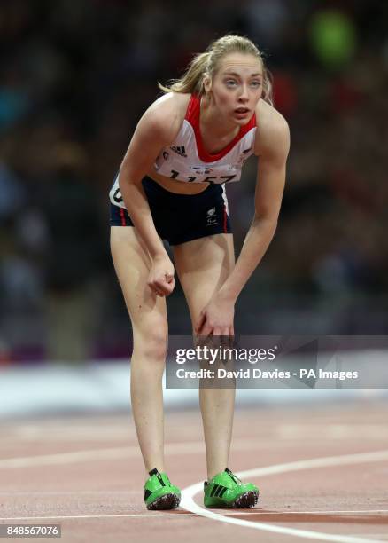 Great Britain's Jenny McLoughlin after the Women's 200m - T37 Final at the Olympic Stadium, London.