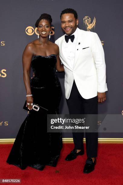 Alvina Stewart and actor Anthony Anderson attend the 69th Annual Primetime Emmy Awards at Microsoft Theater on September 17, 2017 in Los Angeles,...