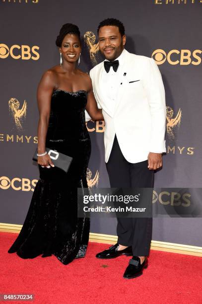 Alvina Stewart and actor Anthony Anderson attend the 69th Annual Primetime Emmy Awards at Microsoft Theater on September 17, 2017 in Los Angeles,...