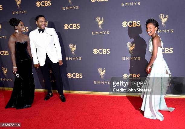 Alvina Stewart, actor Anthony Anderson, and actor Marsai Martin attend the 69th Annual Primetime Emmy Awards at Microsoft Theater on September 17,...