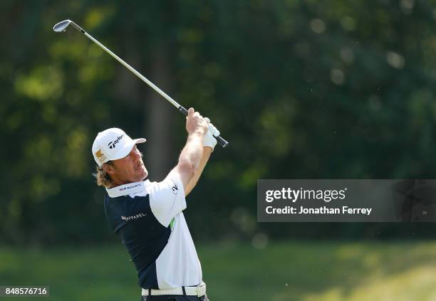 Alex Cejka of Germany hits on the 5th hole during the final round of the Web.com Tour Albertson's Boise Open at Hillcrest Country Club on September...