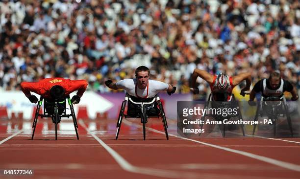 Great Britain's Mickey Bushell in action during round 1 of the Men's 200m - T53 at the Olympic Stadium, London.