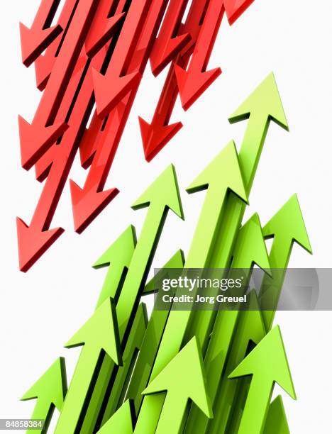 red and green arrows - face off stock illustrations
