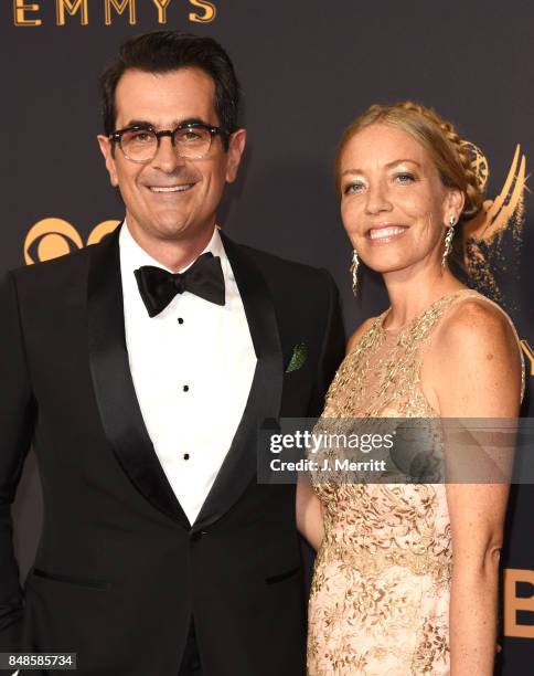 Actor Ty Burrell and Holly Burrell attend the 69th Annual Primetime Emmy Awards at Microsoft Theater on September 17, 2017 in Los Angeles, California.