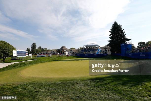 General view of the 18th green during the final round of the Web.com Tour Albertson's Boise Open at Hillcrest Country Club on September 17, 2017 in...