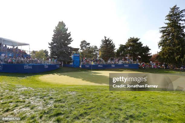 General view of the 18th green during the final round of the Web.com Tour Albertson's Boise Open at Hillcrest Country Club on September 17, 2017 in...