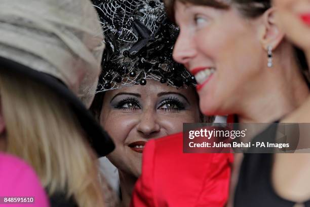 Best dressed ladies on stage during Moyglare Stud Stakes Day at the Curragh Racecourse, Co Kildare, Ireland.