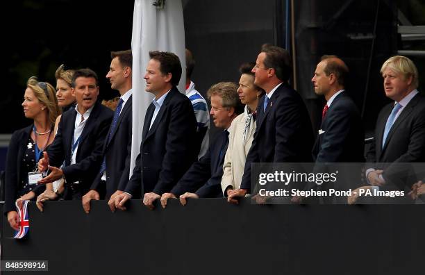 Lord Coe, Health Secretary Jeremy Hunt, Deputy Prime Minister Nick Clegg, BOA chairman Lord Moynihan, the Princess Royal, Prime Minister David...