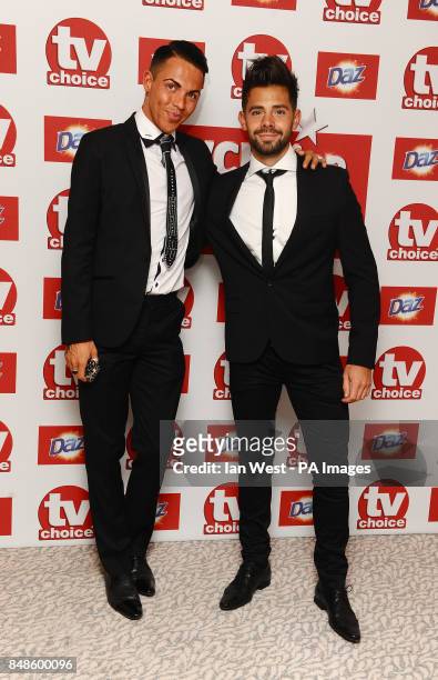 Bobby Cole Norris and Charlie King arrives at the TV Choice Awards at the Dorchester hotel in London.