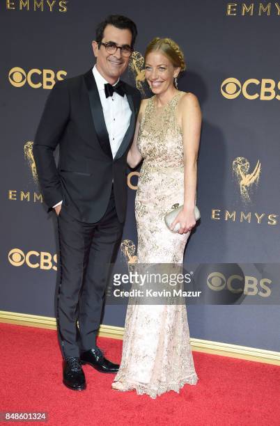 Actor Ty Burrell and Holly Burrell attends the 69th Annual Primetime Emmy Awards at Microsoft Theater on September 17, 2017 in Los Angeles,...