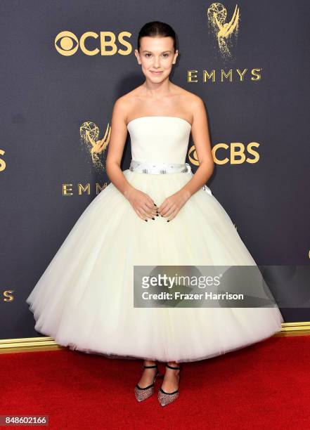 Actor Millie Bobby Brown attends the 69th Annual Primetime Emmy Awards at Microsoft Theater on September 17, 2017 in Los Angeles, California.