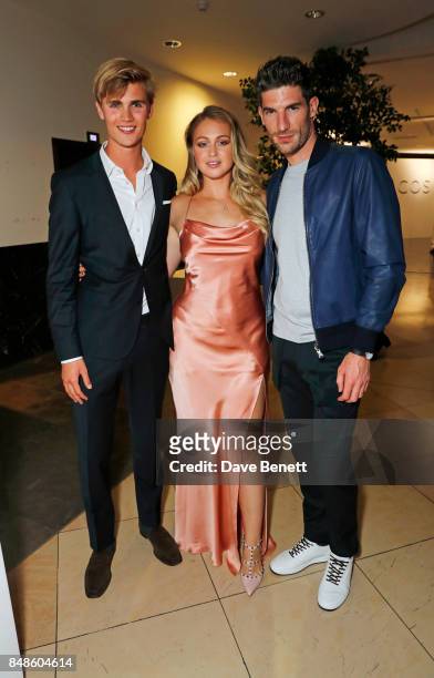 Sam Harwood, Iskra Lawrence and Ryan Barrett attend the COS 10 year anniversary party at The National Gallery on September 17, 2017 in London,...