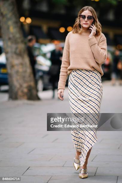 Olivia Palermo, outside Peter Pilotto, during London Fashion Week September 2017 on September 17, 2017 in London, England.