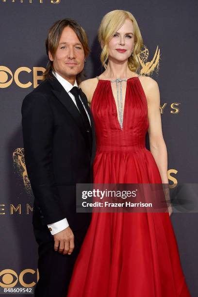 Musician Keith Urban and actor Nicole Kidman attend the 69th Annual Primetime Emmy Awards at Microsoft Theater on September 17, 2017 in Los Angeles,...