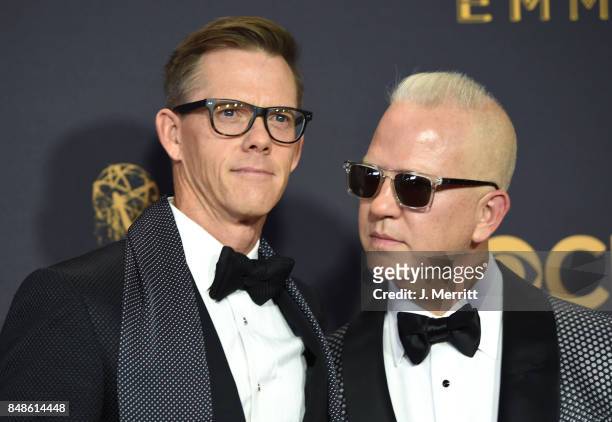 Writer/producer/director Ryan Murphy and David Miller attend the 69th Annual Primetime Emmy Awards at Microsoft Theater on September 17, 2017 in Los...