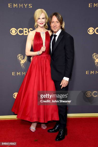 Actor Nicole Kidman and recording artist Keith Urban attend the 69th Annual Primetime Emmy Awards at Microsoft Theater on September 17, 2017 in Los...