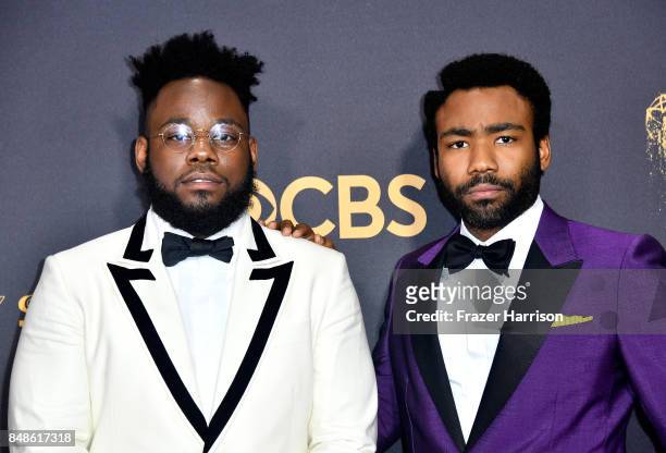 Writer Stephen Glover and actor Donald Glover attend the 69th Annual Primetime Emmy Awards at Microsoft Theater on September 17, 2017 in Los Angeles,...