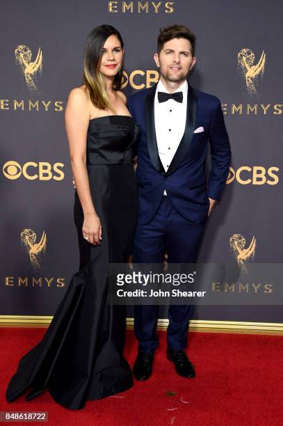 Producer Naomi Scott and actor Adam Scott attend the 69th Annual Primetime Emmy Awards at Microsoft Theater on September 17, 2017 in Los Angeles,...