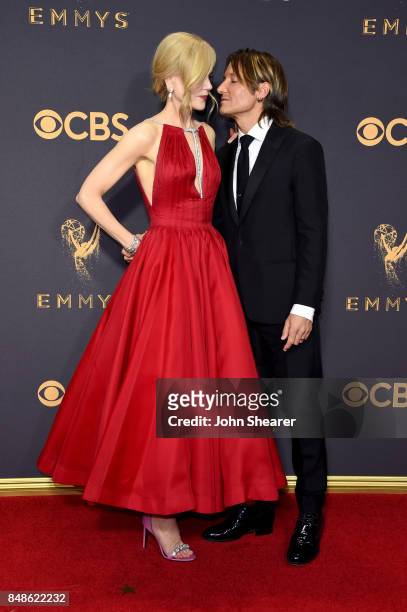 Actor Nicole Kidman and recording artist Keith Urban attend the 69th Annual Primetime Emmy Awards at Microsoft Theater on September 17, 2017 in Los...