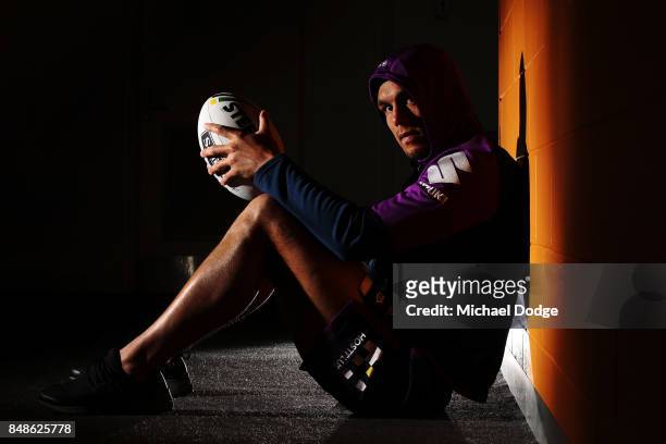 Will Chambers of the Storm poses during a Melbourne Storm NRL training session at AAMI Park on September 18, 2017 in Melbourne, Australia.