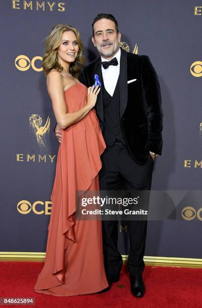 Actor Jeffrey Dean Morgan and Hilarie Burton attend the 69th Annual Primetime Emmy Awards at Microsoft Theater on September 17, 2017 in Los Angeles,...