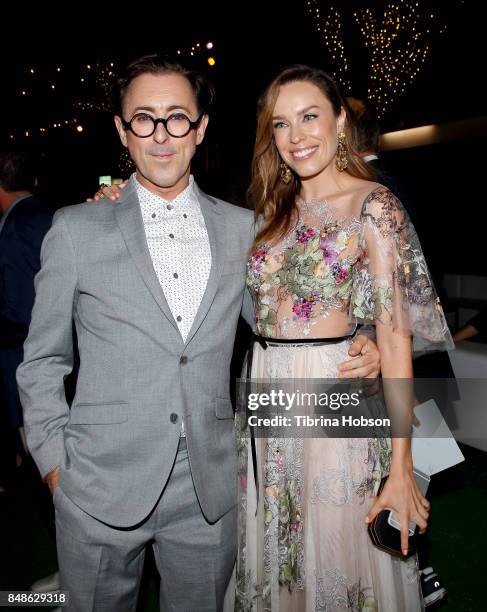 Alan Cumming and Jessica McNamee attend the premiere of Fox Searchlight Pictures 'Battle Of The Sexes' after party at Regency Village Theatre on...