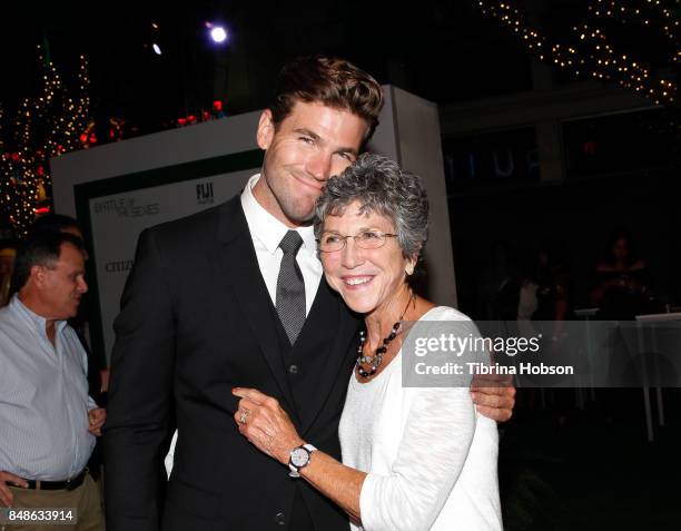 Austin Stowell and his mother attend the premiere of Fox Searchlight Pictures 'Battle Of The Sexes' after party at Regency Village Theatre on...