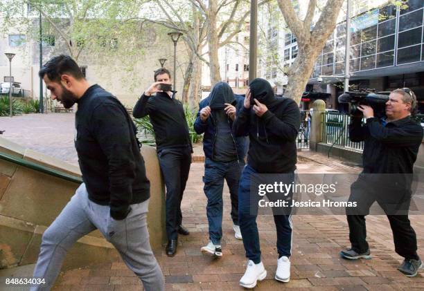 Supporters of Michael and Fadi Ibrahim, Mustapha Dib and Koder Jomaa arrive at Sydney Central Local Court on September 18, 2017 in Sydney, Australia....