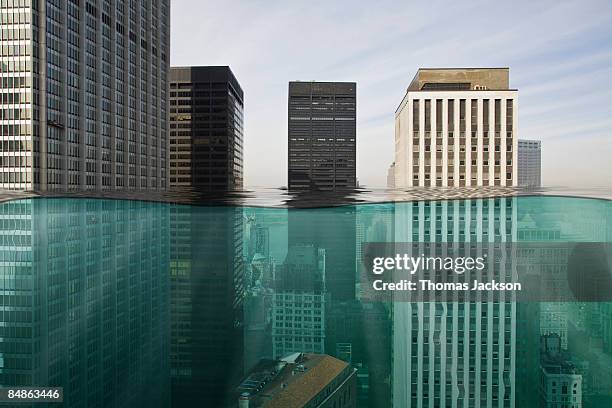 skyscapers submerged in water - flood bildbanksfoton och bilder