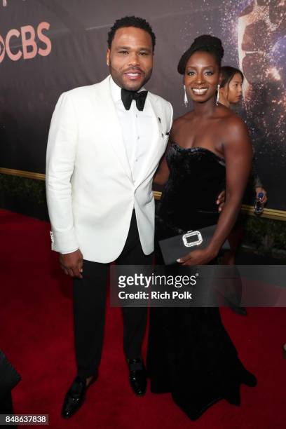 Actor Anthony Anderson and Alvina Stewart walk the red carpet during the 69th Annual Primetime Emmy Awards at Microsoft Theater on September 17, 2017...