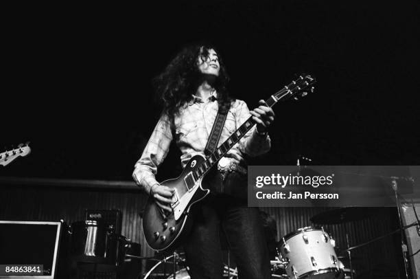 Photo of Jimmy PAGE and LED ZEPPELIN; Jimmy Page performing live onstage at the K.B. Hallen, playing Gibson Les Paul guitar