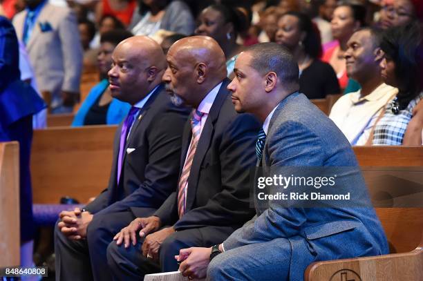 President and CEO, NMAAM, H. Beecher Hicks, Bishop Jerry Maynard and Pastor John Faison attend an Evening with Richard Smallwood and Yolanda Adams...