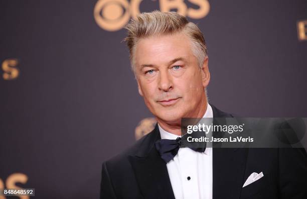 Alec Baldwin poses in the press room at the 69th annual Primetime Emmy Awards at Microsoft Theater on September 17, 2017 in Los Angeles, California.