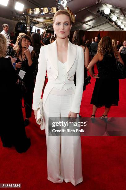 Actor Evan Rachel Wood walks the red carpet during the 69th Annual Primetime Emmy Awards at Microsoft Theater on September 17, 2017 in Los Angeles,...