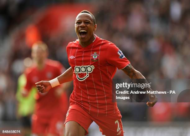 Southampton's Nathaniel Clyne celebrates scoring his side's second goal during the Barclays Premier League match at St Mary's Stadium, Southampton.