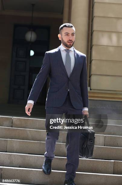 Nick Hanna from Hanna Legal, the legal representative for Michael and Fadi Ibrahim leaves the Sydney Central Local Court on September 18, 2017 in...