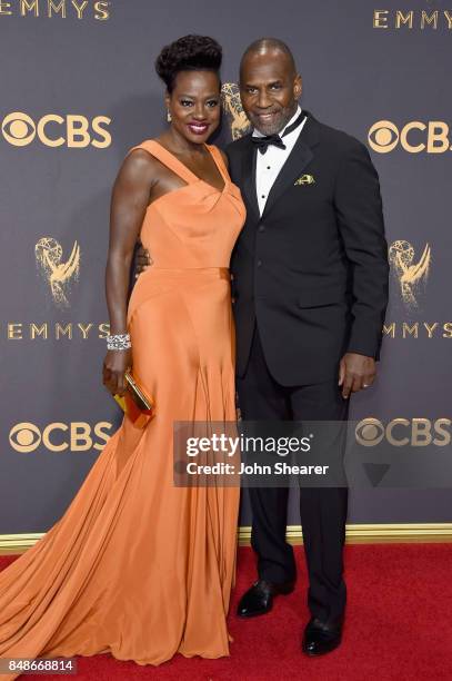 Actors Viola Davis and Julius Tennon attend the 69th Annual Primetime Emmy Awards at Microsoft Theater on September 17, 2017 in Los Angeles,...