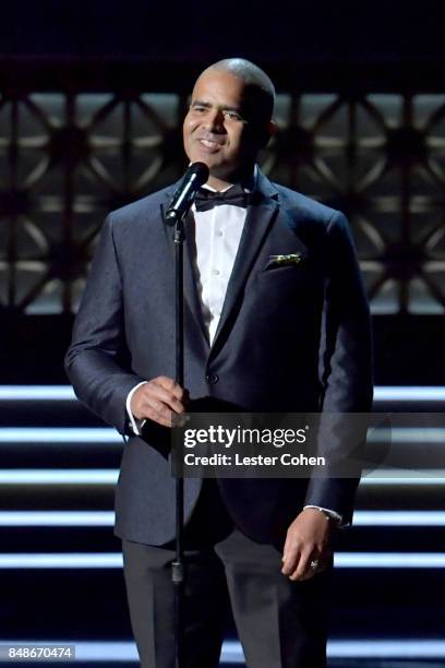 Actor-singer Christopher Jackson performs onstage during the 69th Annual Primetime Emmy Awards at Microsoft Theater on September 17, 2017 in Los...