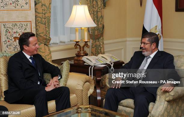 Prime Minister David Cameron meets with Egyptian President Mohamed Morsi in New York today before addressing the United Nations General Assembly.