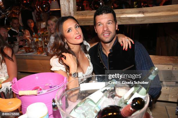 Michael Ballack and his girlfriend Natacha Tannous during the 'Almauftrieb' as part of the Oktoberfest 2017 at Kaeferschaenke Tent on September 17,...