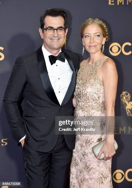 Actor Ty Burrell and Holly Burrell attend the 69th Annual Primetime Emmy Awards at Microsoft Theater on September 17, 2017 in Los Angeles, California.