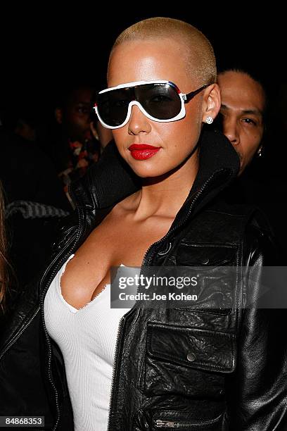Model Amber Rose attends Narcisco Rodriguez Fall 2009 during Mercedes-Benz Fashion Week at The Tent in Bryant Park on February 17, 2009 in New York...