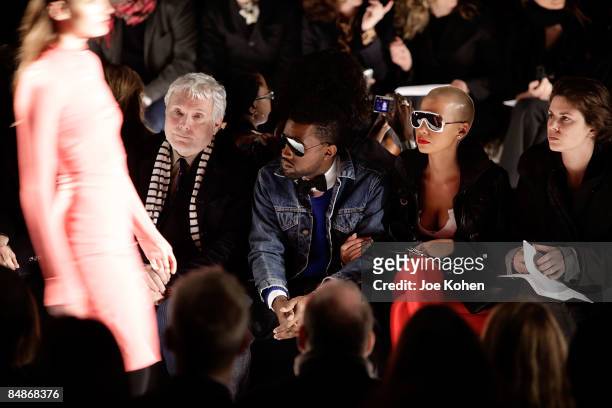 Kanye West and Model Amber Rose attend Narcisco Rodriguez Fall 2009 during Mercedes-Benz Fashion Week at The Tent in Bryant Park on February 17, 2009...