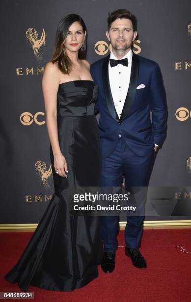 Producer Naomi Scott and actor Adam Scott attend the 69th Annual Primetime Emmy Awards at Microsoft Theater on September 17, 2017 in Los Angeles,...