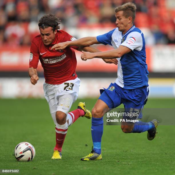 Charlton Athletic's Lawrie Wilson and Blackburn Rovers' Morten Pedersen during the npower Football League Championship match at The Valley, Charlton.