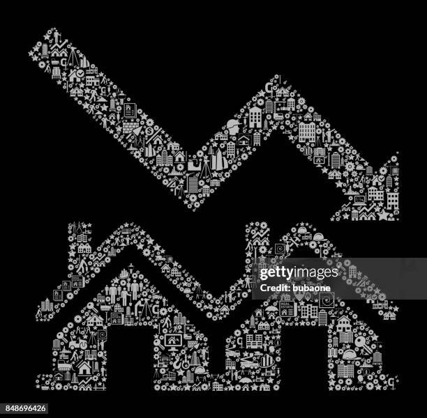 real estate market decrease construction industry vector icon pattern - hard hat tablet stock illustrations