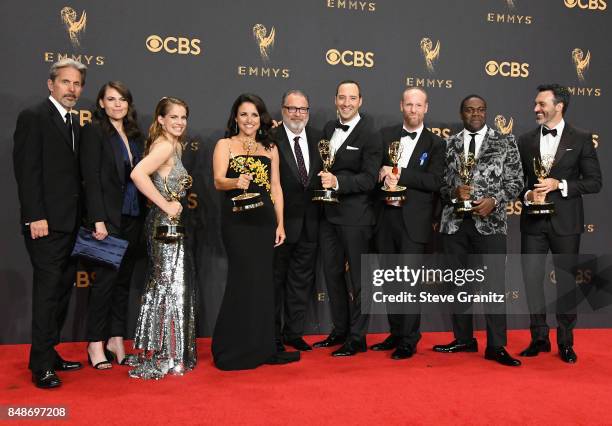 Actors Gary Cole, Clea DuVall, Anna Chlumsky, Julia Louis-Dreyfus, Kevin Dunn, Tony Hale, Matt Walsh, Sam Richardson, and Reid Scott pose in the...